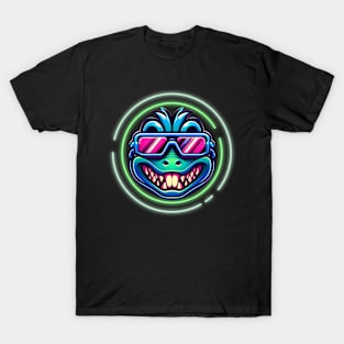 neon cyberpunk gator graphic T-Shirt